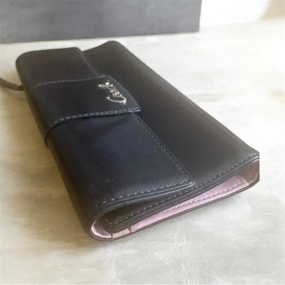 Y2K Coach Penelope Black Glove Leather Trifold Wallet